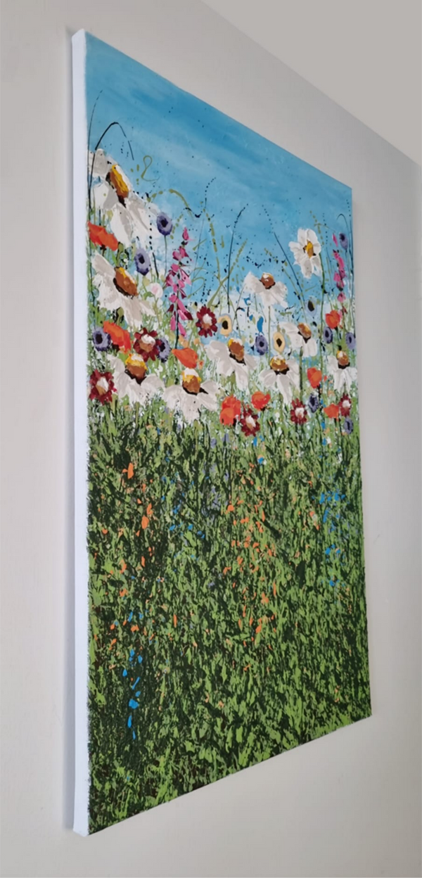 Wildflowers in Bloom – Original Textured Wildflower Painting by Cinzia Mancini