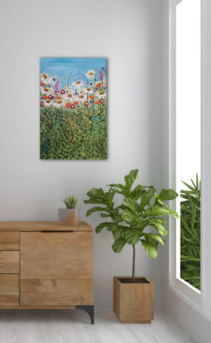 Wildflowers in Bloom – Original Textured Wildflower Painting by Cinzia Mancini