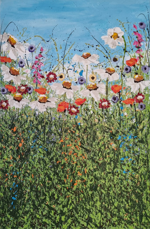 Wildflowers in Bloom – Original Textured Wildflower Painting by Cinzia Mancini