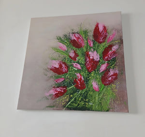 Rise of the Tulips – Original Textured Floral Painting by Cinzia Mancini
