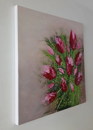Rise of the Tulips – Original Textured Floral Painting by Cinzia Mancini
