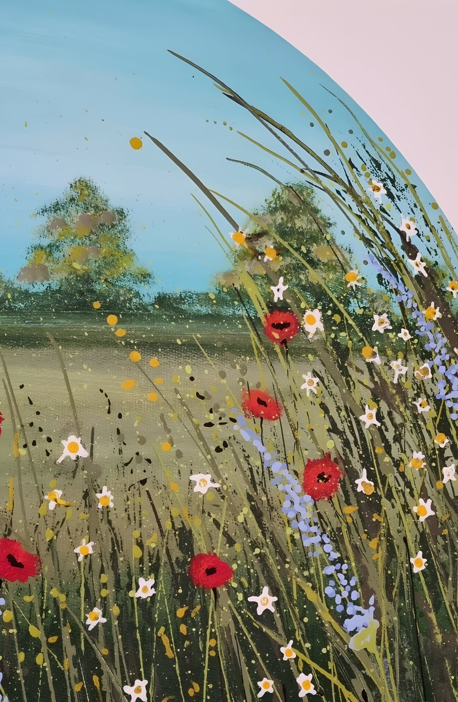 Poppy Field in Kent – Original Textured Poppy Meadow Painting by Cinzia Mancini