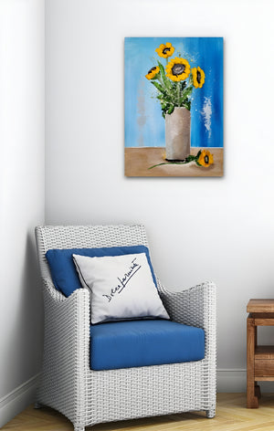Sunflowers in a Vase – Original Textured Sunflower Painting by Cinzia Mancini