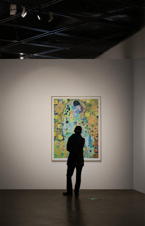 The Kiss – Klimt-Inspired Original Oil Painting by Lesley Blackburn
