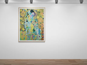 The Kiss – Klimt-Inspired Original Oil Painting by Lesley Blackburn