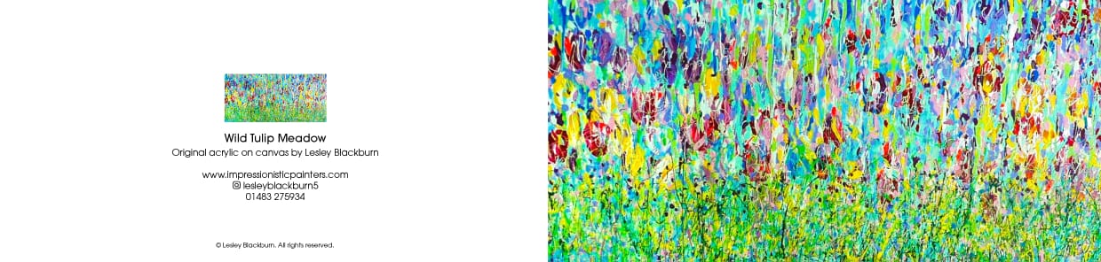 Wild Tulip Meadow – Panoramic Greeting Card by Lesley Blackburn