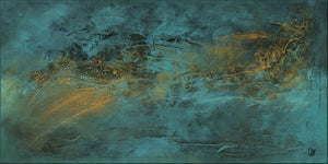 Blue and Gold Abstract Painting – Original Textured Framed Wall Art | Inner Tide