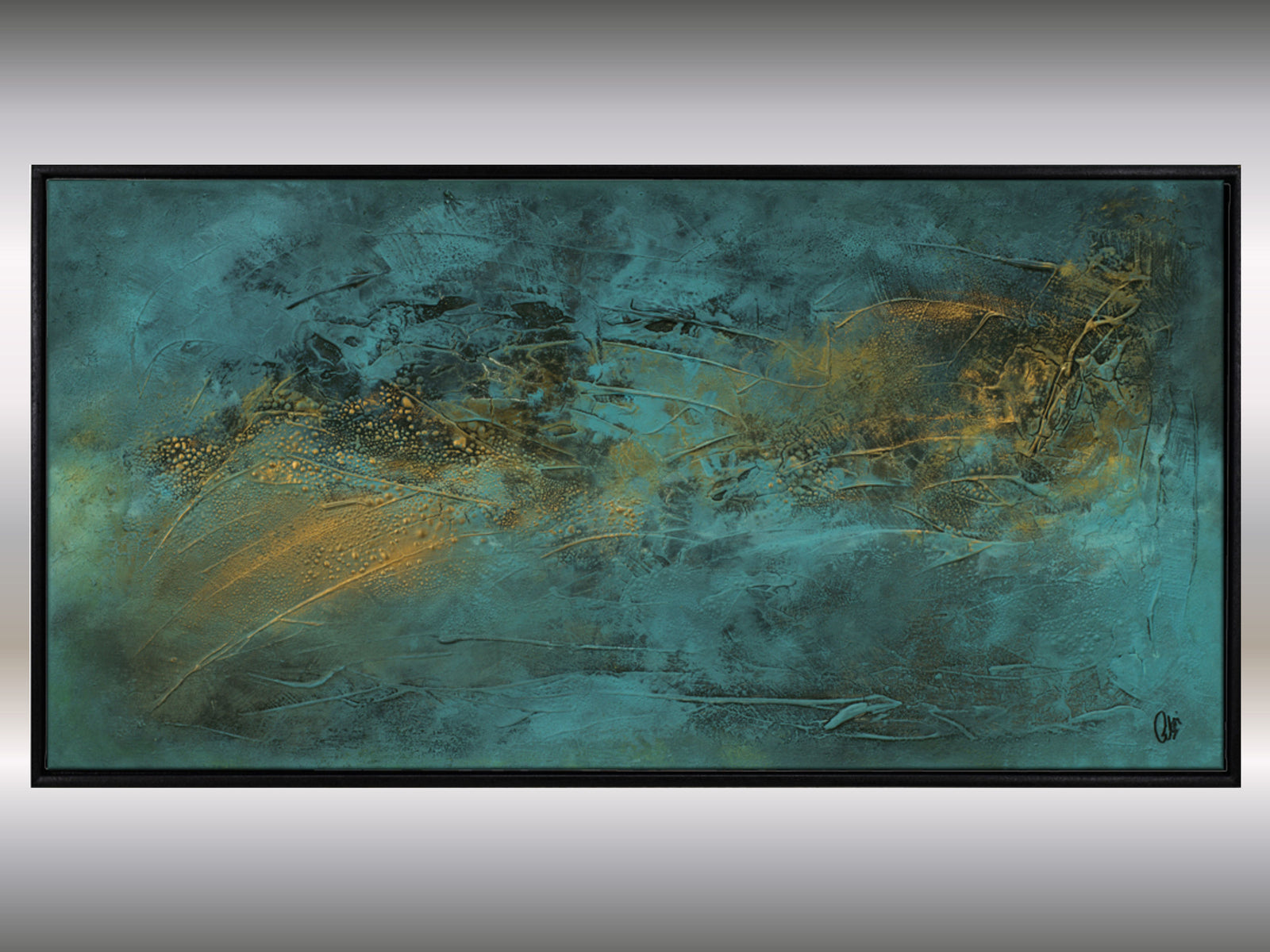 Blue and Gold Abstract Painting – Original Textured Framed Wall Art | Inner Tide