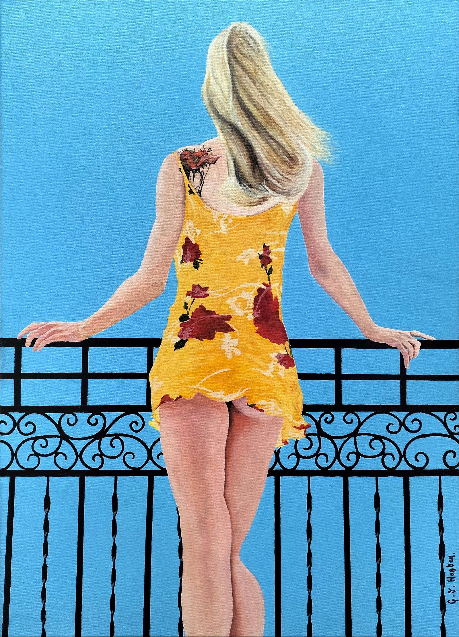 On the Balcony | Original Contemporary Figurative Painting by Gary Hogben