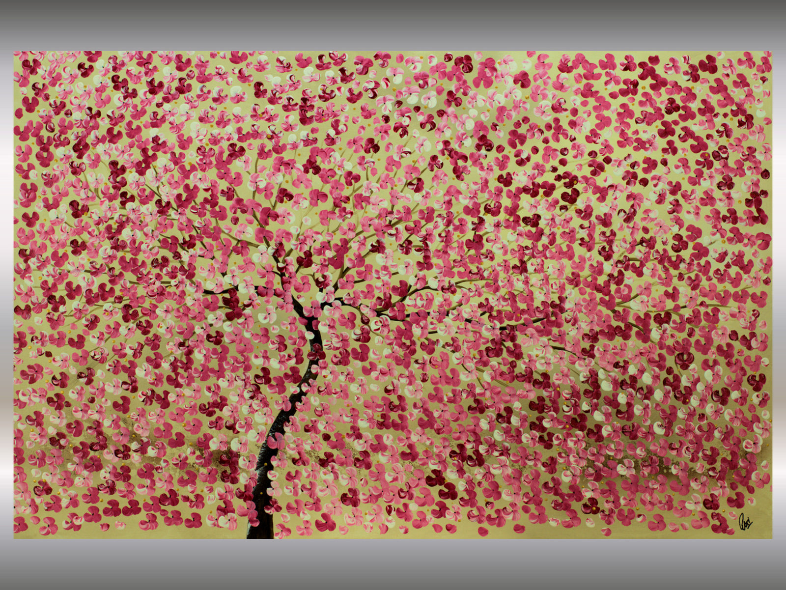 Blossom Fire – Original Pink Blossom Tree Painting by Edelgard Schroer