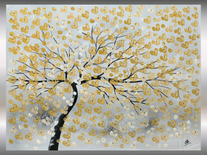 Golden Bloom Drift – Original Golden Blossom Painting by Edelgard Schroer