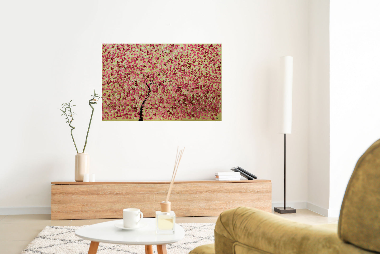 Blossom Fire – Original Pink Blossom Tree Painting by Edelgard Schroer