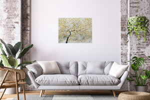 Golden Bloom Drift – Original Golden Blossom Painting by Edelgard Schroer