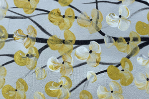 Golden Bloom Drift – Original Golden Blossom Painting by Edelgard Schroer