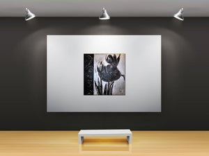 Black and Silver Floral Painting – Textured Contemporary Art | Bloom of Noir