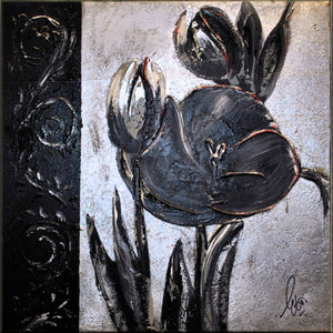 Black and Silver Floral Painting – Textured Contemporary Art | Bloom of Noir