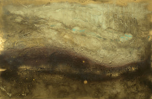 Large Gold and Brown Textured Abstract Painting – Original Framed Wall Art | Golden Terrain