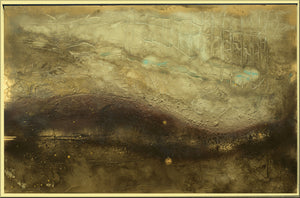 Large Gold and Brown Textured Abstract Painting – Original Framed Wall Art | Golden Terrain