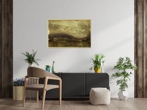 Large Gold and Brown Textured Abstract Painting – Original Framed Wall Art | Golden Terrain