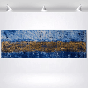Silent Gilding – Original Gold and Blue Abstract Painting by Edelgard Schroer