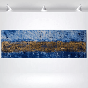 Silent Gilding – Original Gold and Blue Abstract Painting by Edelgard Schroer