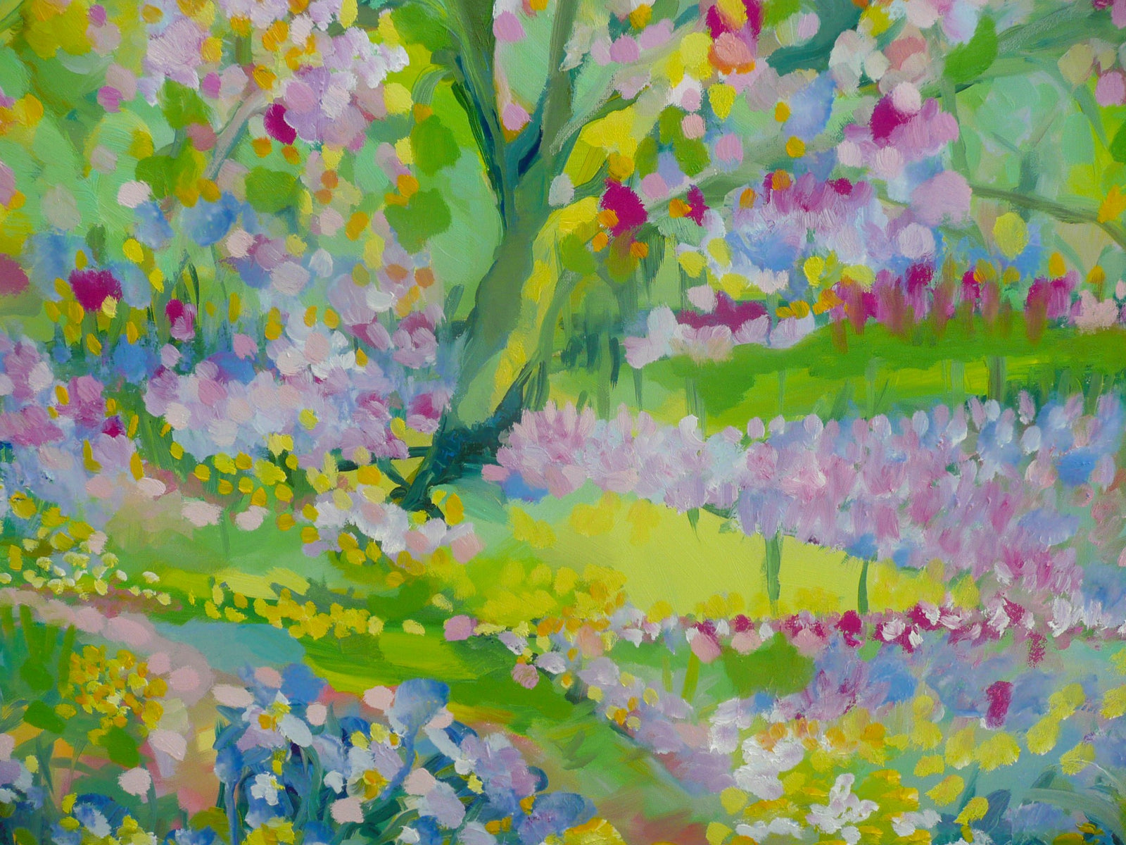 Cherry Blossom Lane Original Oil Painting by LesleyBlackburn