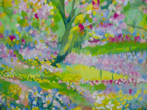 Cherry Blossom Lane Original Oil Painting by LesleyBlackburn