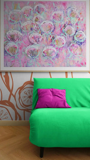 Peonies Original Impressionistic Floral Oil with Gold Leaf