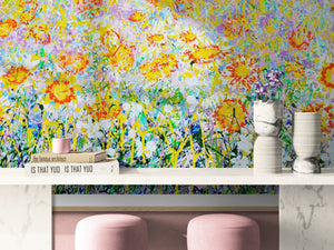 Daisy Blooms – Original Drip Painting by Lesley Blackburn