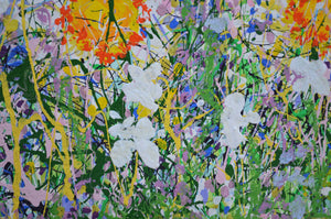 Daisy Blooms – Original Drip Painting by Lesley Blackburn