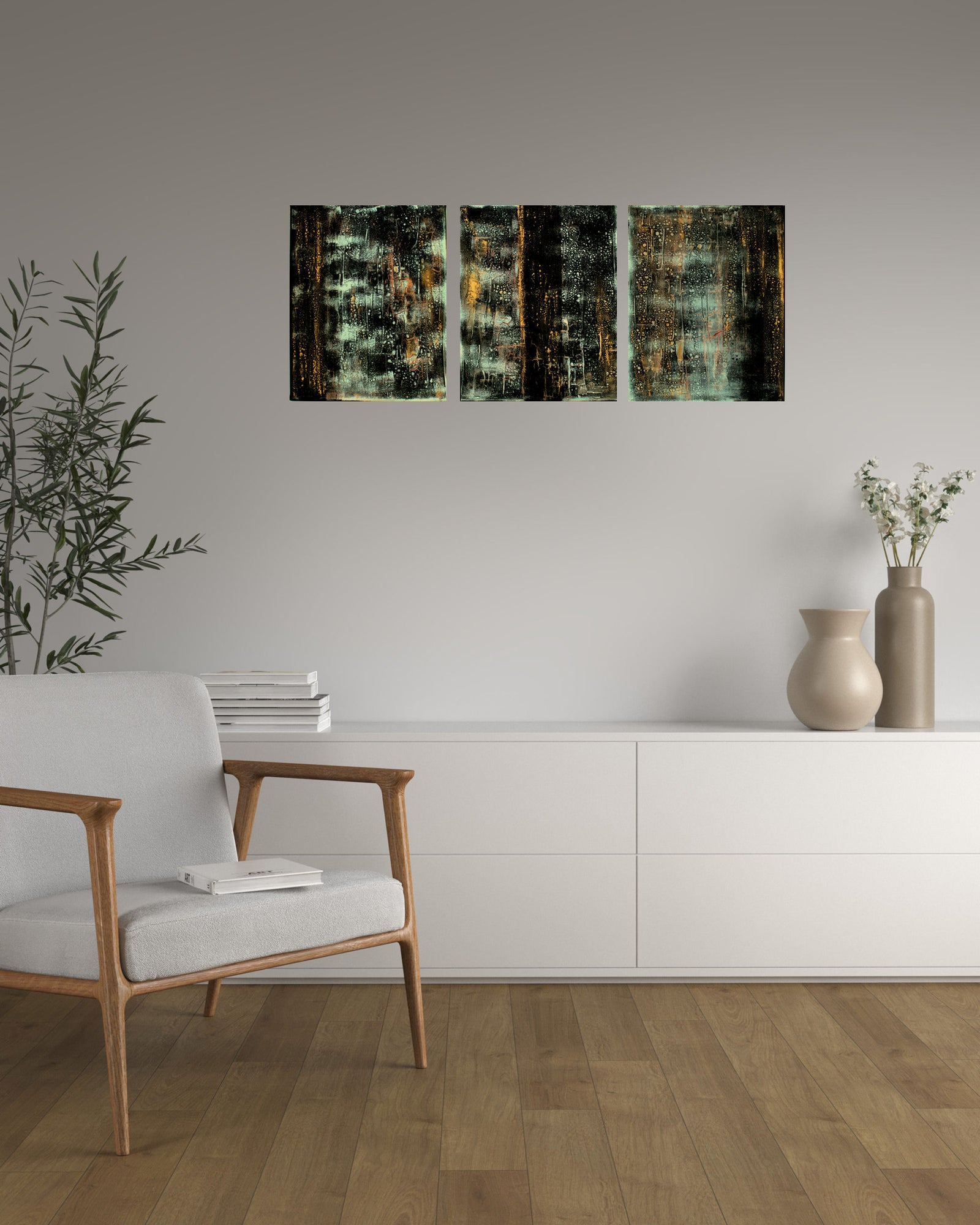 Goldies 2026 – Original Acrylic Triptych by Edelgard Schroer
