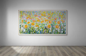 Daisy Blooms – Original Drip Painting by Lesley Blackburn