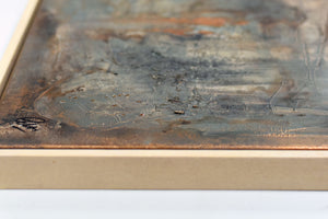Gold and Teal Abstract Painting – Textured Framed Wall Art | Silent Guardians