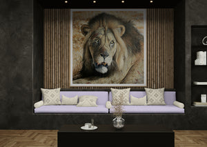 Approach of the Hyena Clan | African Lion Original Painting by Jeff Cain