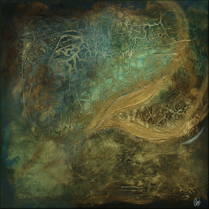 Petrol Blue and Gold Textured Abstract Painting – Original Framed Wall Art | Guardian Presence