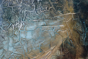 Petrol Blue and Gold Textured Abstract Painting – Original Framed Wall Art | Guardian Presence