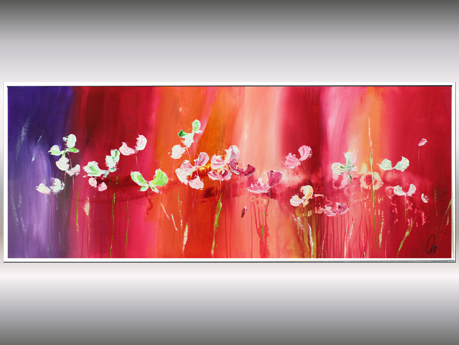 Afterglow Field – Original Abstract Floral Painting by Edelgard Schroer