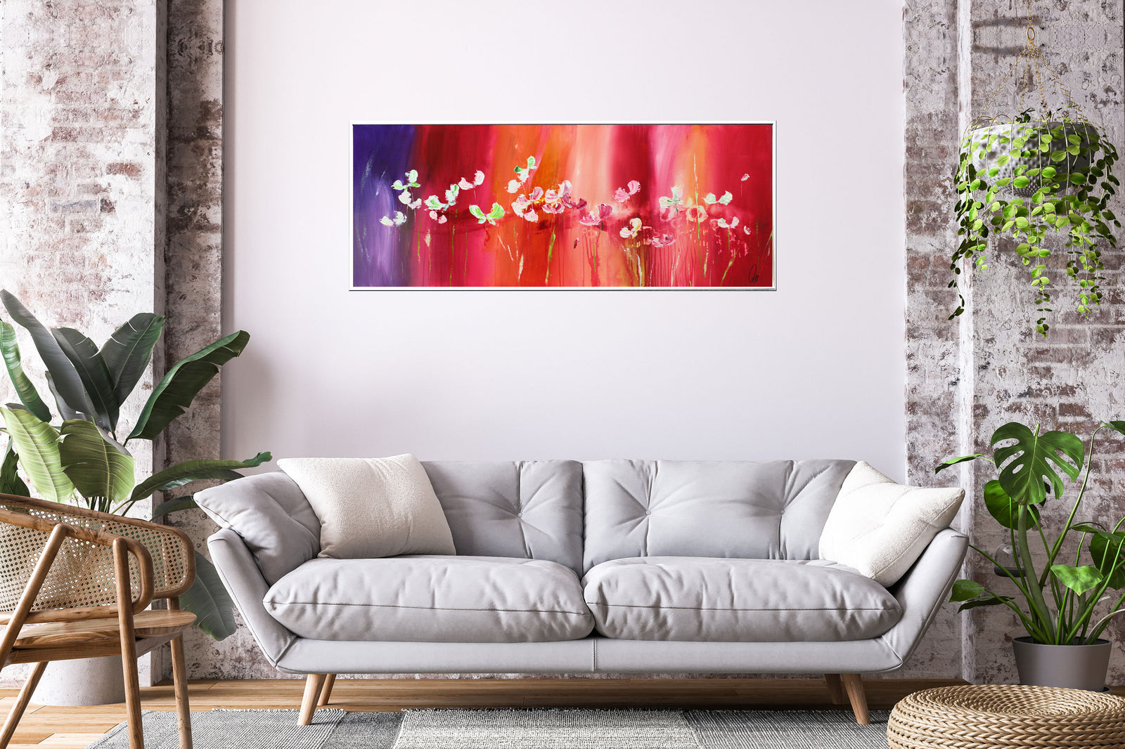 Afterglow Field – Original Abstract Floral Painting by Edelgard Schroer