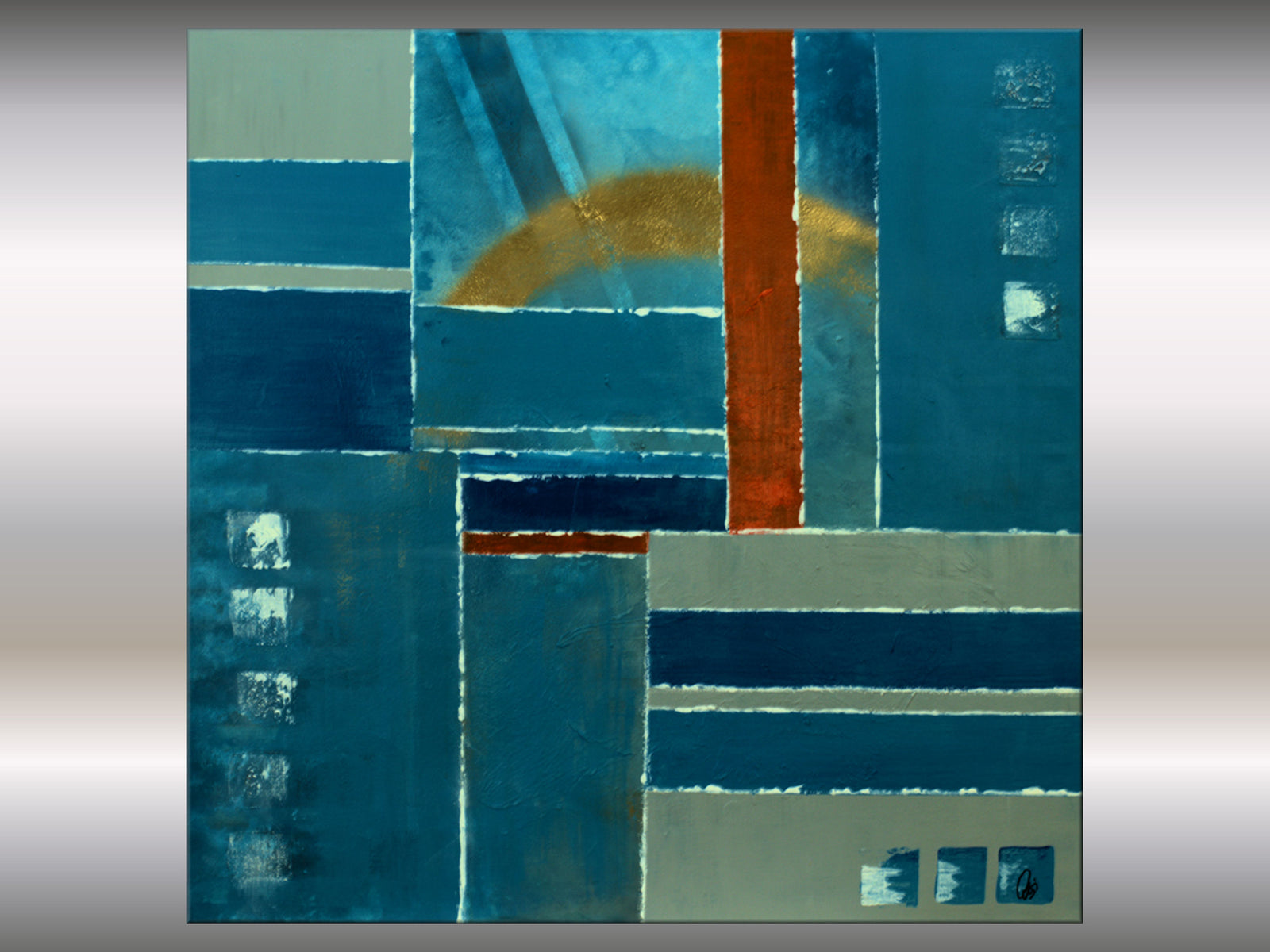 Blue Architecture Original Acrylic Painting by Edelgard Schroer