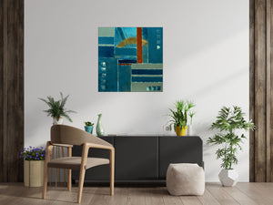 Blue Architecture Original Acrylic Painting by Edelgard Schroer