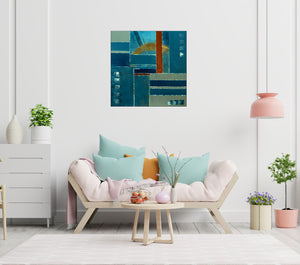 Blue Architecture Original Acrylic Painting by Edelgard Schroer