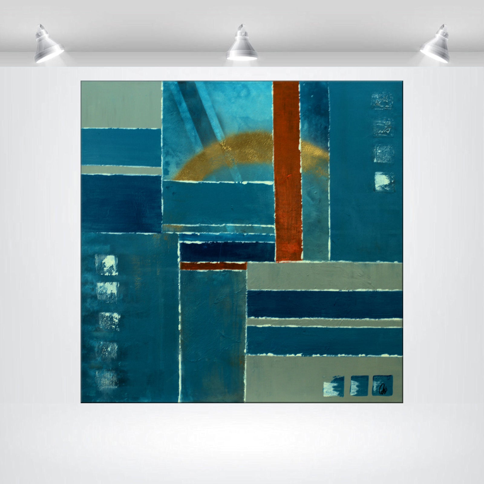 Blue Architecture Original Acrylic Painting by Edelgard Schroer