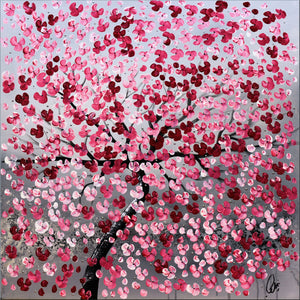 Blooming Dreams – Original Pink Blossom Tree Painting by Edelgard Schroer