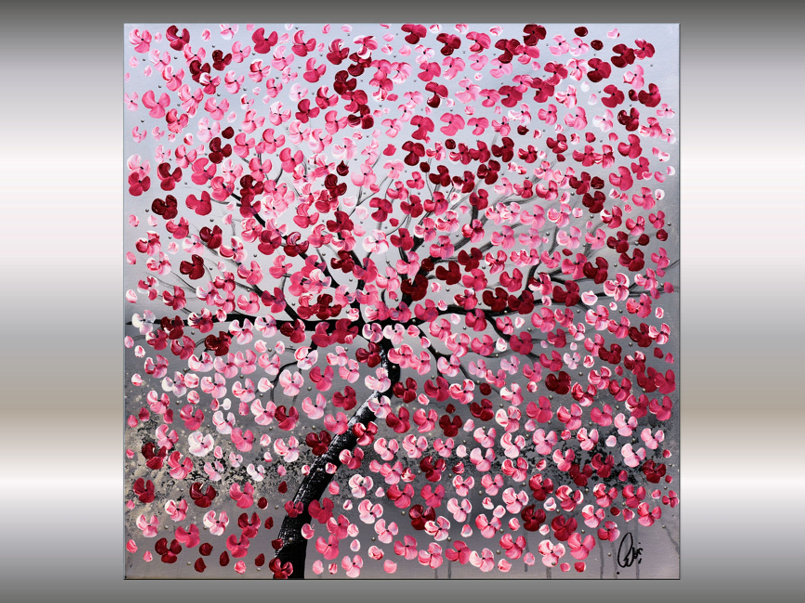 Blooming Dreams – Original Pink Blossom Tree Painting by Edelgard Schroer