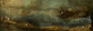 Large Gold and Bronze Textured Abstract Painting – Framed Wall Art | Golden Horizon