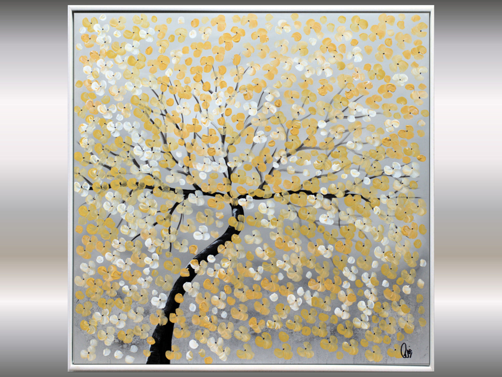 Golden Tree – Original Abstract Tree Painting by Edelgard Schroer