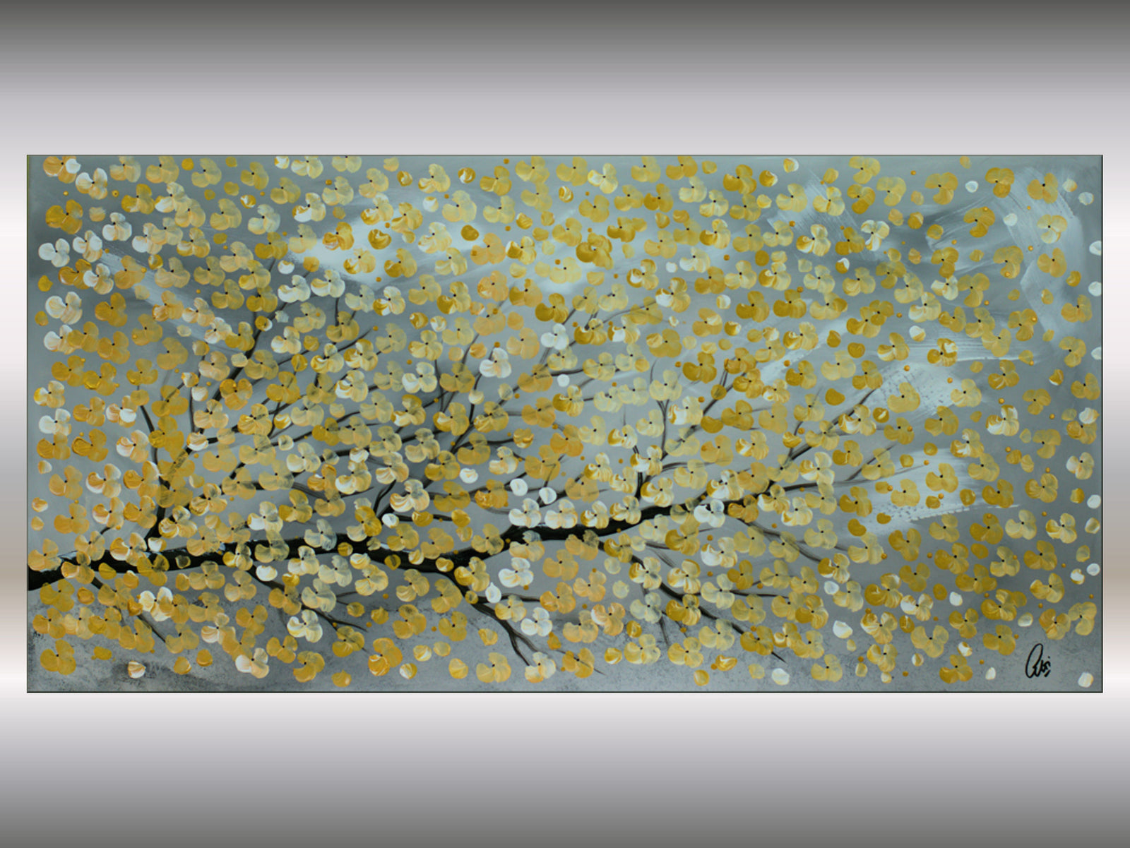 Golden Spring – Original Golden Blossom Painting by Edelgard Schroer