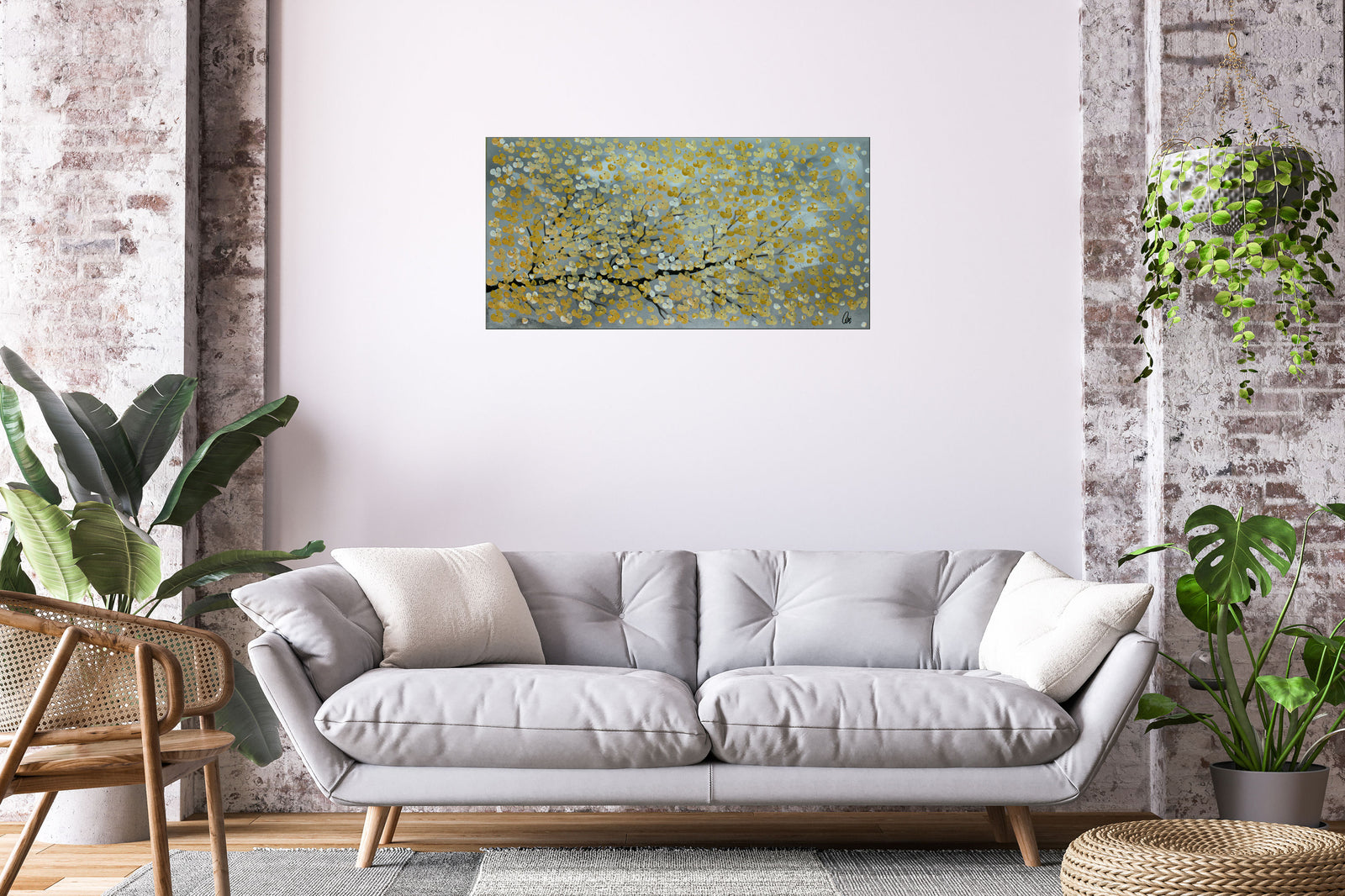 Golden Spring – Original Golden Blossom Painting by Edelgard Schroer