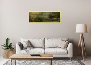 Large Gold and Bronze Textured Abstract Painting – Framed Wall Art | Golden Horizon
