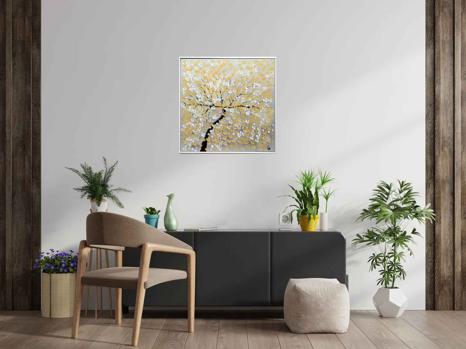 Golden Tree – Original Abstract Tree Painting by Edelgard Schroer